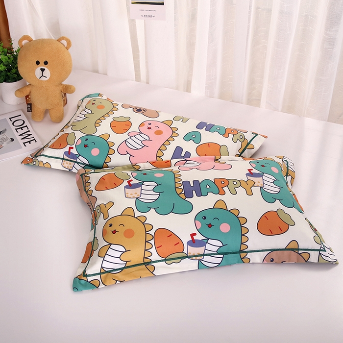 91家纺网 家纺一手货源 找家纺 明星枕业 2025新款60s长绒棉全棉儿童荞麦枕头幼儿园宝宝全荞麦壳枕芯枕套可拆洗 吃货小恐龙