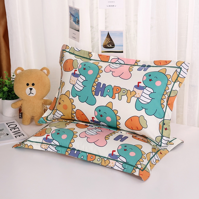 91家纺网 家纺一手货源 找家纺 明星枕业 2025新款60s长绒棉全棉儿童荞麦枕头幼儿园宝宝全荞麦壳枕芯枕套可拆洗 吃货小恐龙