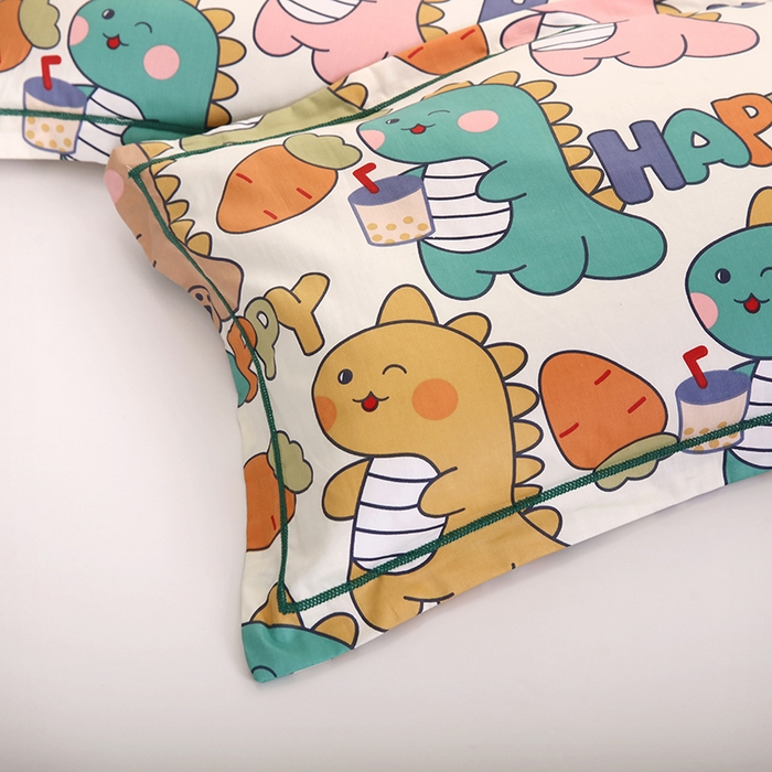 91家纺网 家纺一手货源 找家纺 明星枕业 2025新款60s长绒棉全棉儿童荞麦枕头幼儿园宝宝全荞麦壳枕芯枕套可拆洗 吃货小恐龙