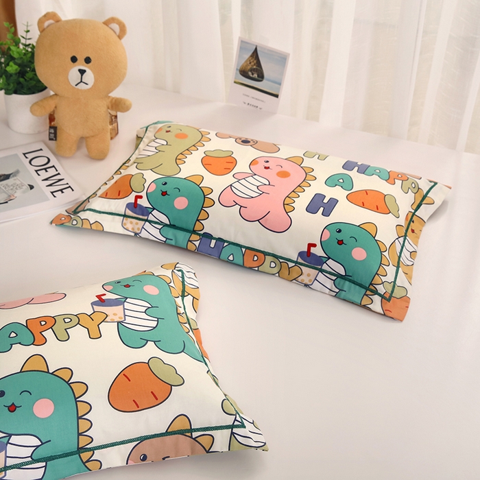 91家纺网 家纺一手货源 找家纺 明星枕业 2025新款60S长绒棉全棉纯棉儿童枕套30*50枕头幼儿园宝宝卡通枕芯套单枕套 单枕套-吃货小恐龙