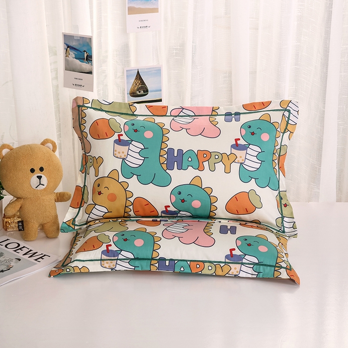 明星枕业 2025新款60S长绒棉全棉纯棉儿童枕套30*50枕头幼儿园宝宝卡通枕芯套单枕套 单枕套-吃货小恐龙
