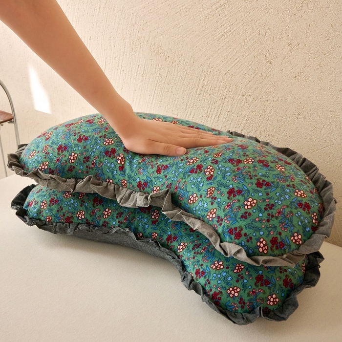 91家纺网 家纺一手货源 找家纺 （总）明星枕业 2025新款全棉磨毛荞麦枕头枕芯花边饺子形枕全荞麦壳月牙护颈枕枕头枕芯