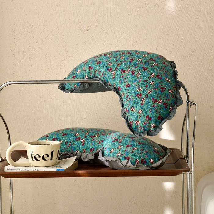 91家纺网 家纺一手货源 找家纺 （总）明星枕业 2025新款全棉磨毛荞麦枕头枕芯花边饺子形枕全荞麦壳月牙护颈枕枕头枕芯