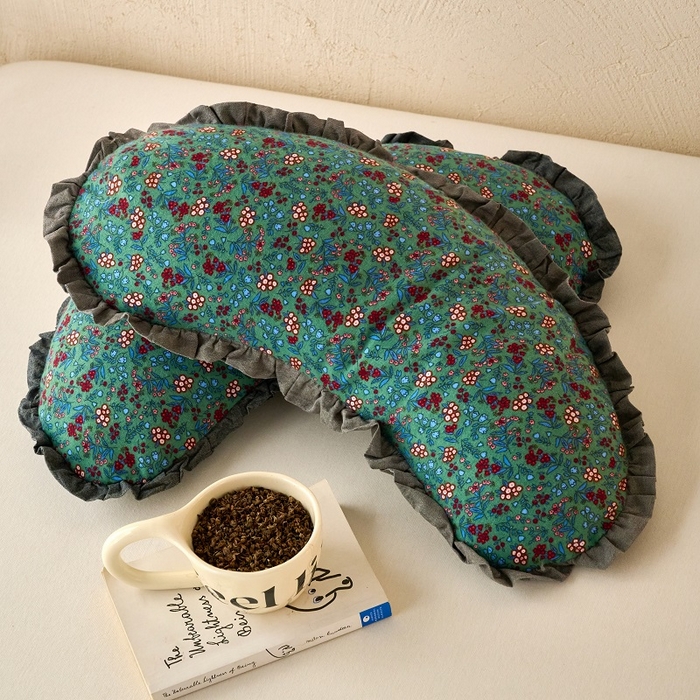 （总）明星枕业 2025新款全棉磨毛荞麦枕头枕芯花边饺子形枕全荞麦壳月牙护颈枕枕头枕芯