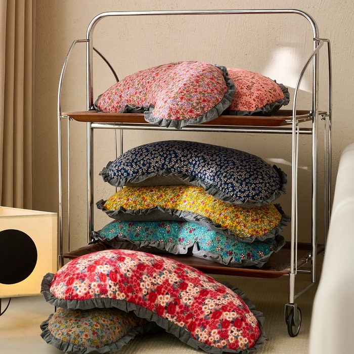 91家纺网 家纺一手货源 找家纺 明星枕业 2025新款全棉磨毛荞麦枕头枕芯花边饺子形枕全荞麦壳月牙护颈枕枕头枕芯 组合图