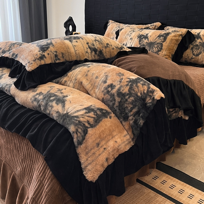 91家纺网 家纺一手货源 找家纺 （总）利欧 2025新款兔毛牛奶绒印花四件套