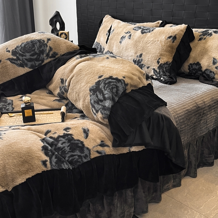 91家纺网 家纺一手货源 找家纺 （总）利欧 2025新款兔毛牛奶绒印花四件套