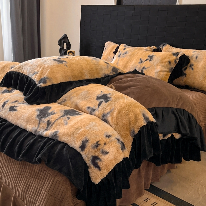 91家纺网 家纺一手货源 找家纺 （总）利欧 2025新款兔毛牛奶绒印花四件套