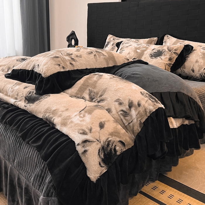 91家纺网 家纺一手货源 找家纺 （总）利欧 2025新款兔毛牛奶绒印花四件套