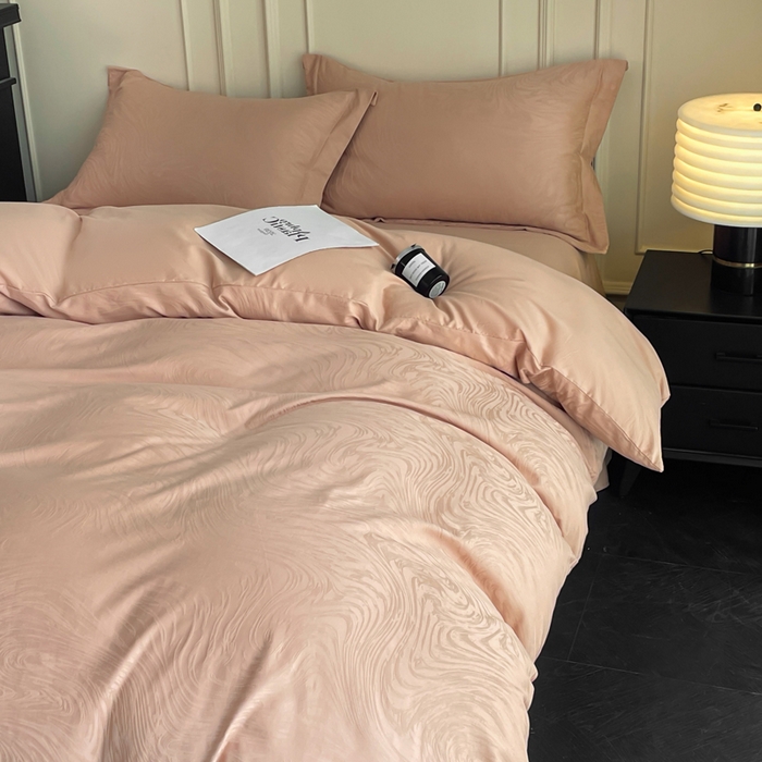 91家纺网 家纺一手货源 找家纺 云锦家居 2025新款秋冬50双股磨毛提花四件套 静水-粉玉