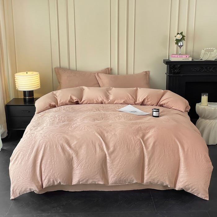 云锦家居 2025新款秋冬50双股磨毛提花四件套 静水-粉玉