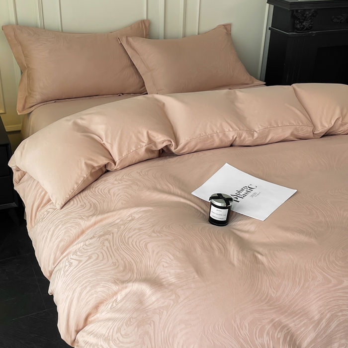 91家纺网 家纺一手货源 找家纺 云锦家居 2025新款秋冬50双股磨毛提花四件套 静水-粉玉