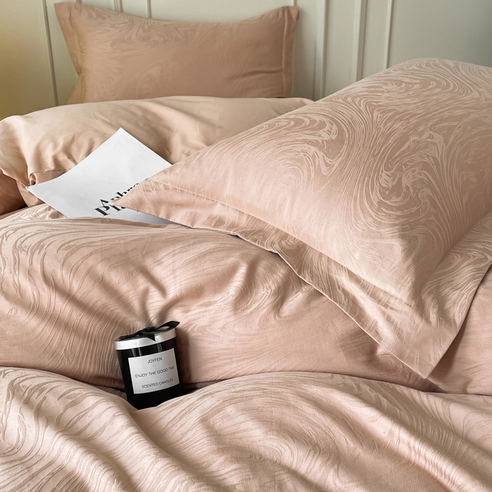 91家纺网 家纺一手货源 找家纺 云锦家居 2025新款秋冬50双股磨毛提花四件套 静水-粉玉