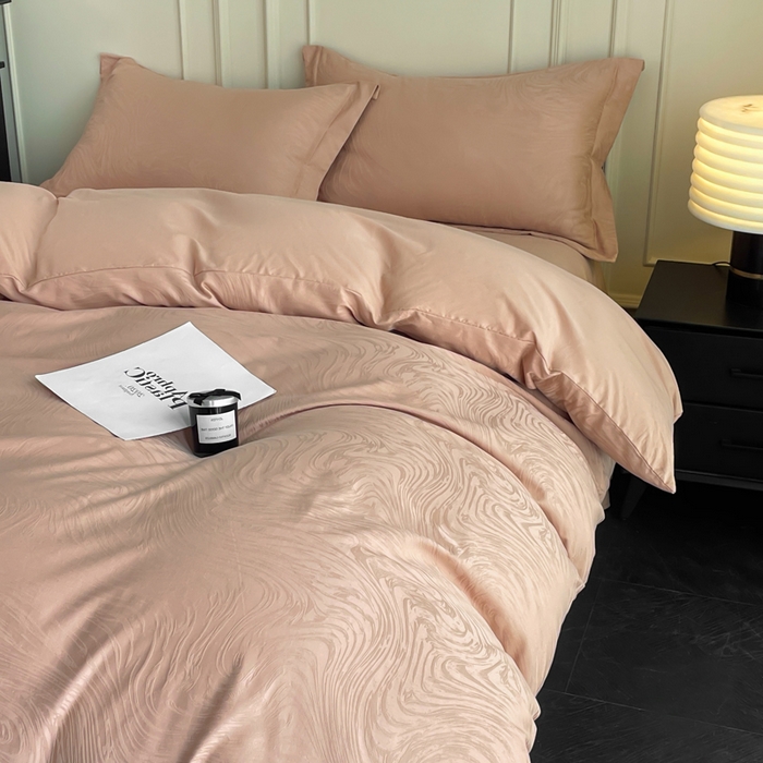 91家纺网 家纺一手货源 找家纺 云锦家居 2025新款秋冬50双股磨毛提花四件套 静水-粉玉