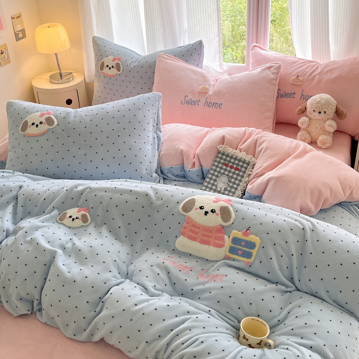 91家纺网 家纺一手货源 找家纺 （总）如一 2025新款卡通毛巾绣系列牛奶绒四件套