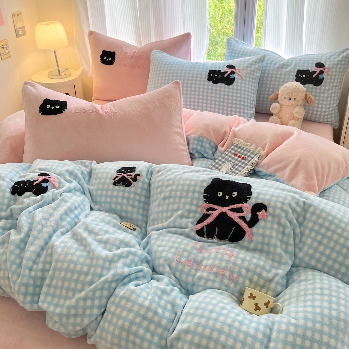 91家纺网 家纺一手货源 找家纺 （总）如一 2025新款卡通毛巾绣系列牛奶绒四件套