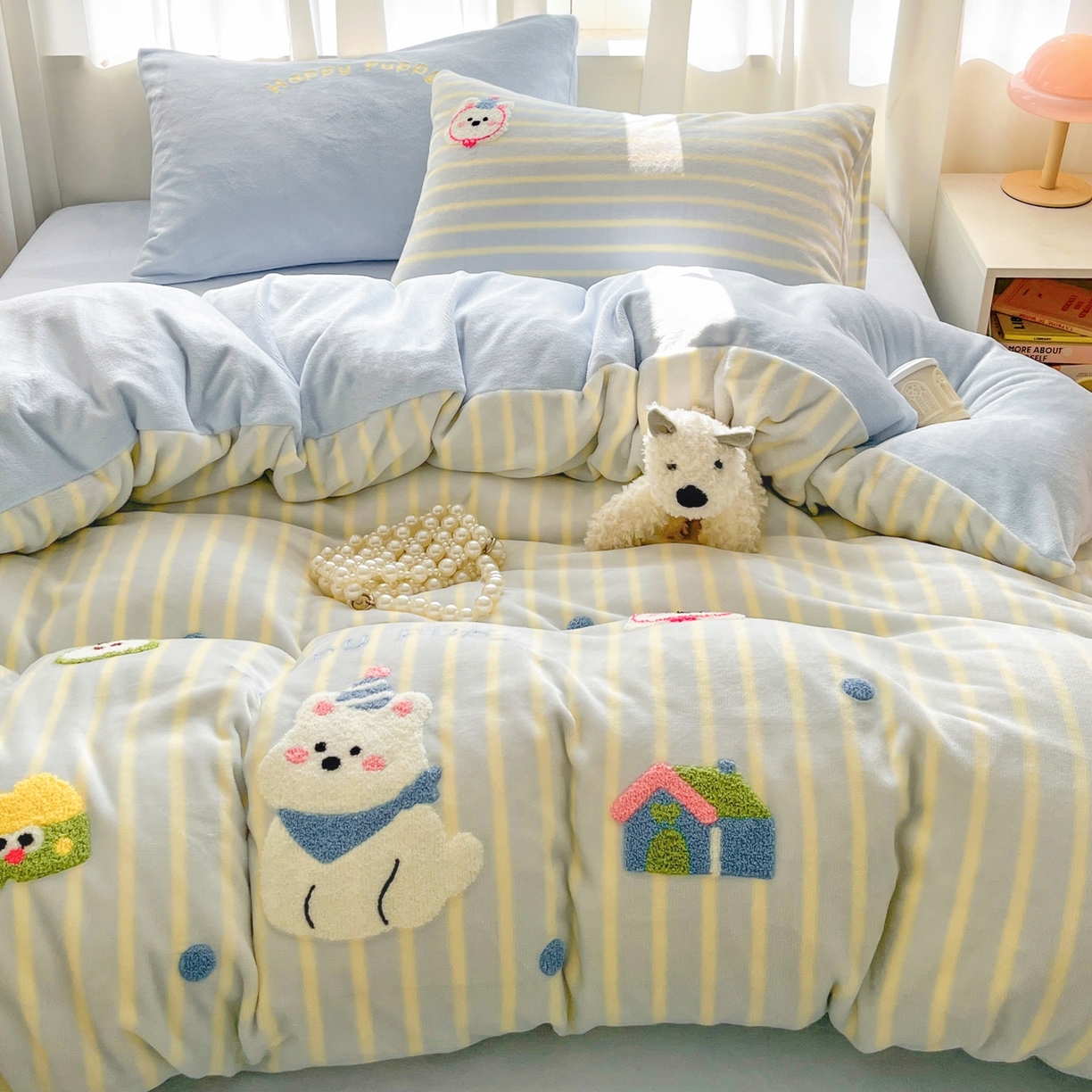 91家纺网 家纺一手货源 找家纺 （总）如一 2025新款卡通毛巾绣系列牛奶绒四件套