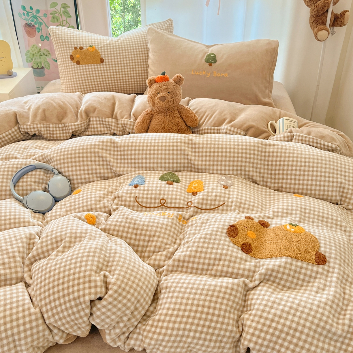 91家纺网 家纺一手货源 找家纺 （总）如一 2025新款卡通毛巾绣系列牛奶绒四件套