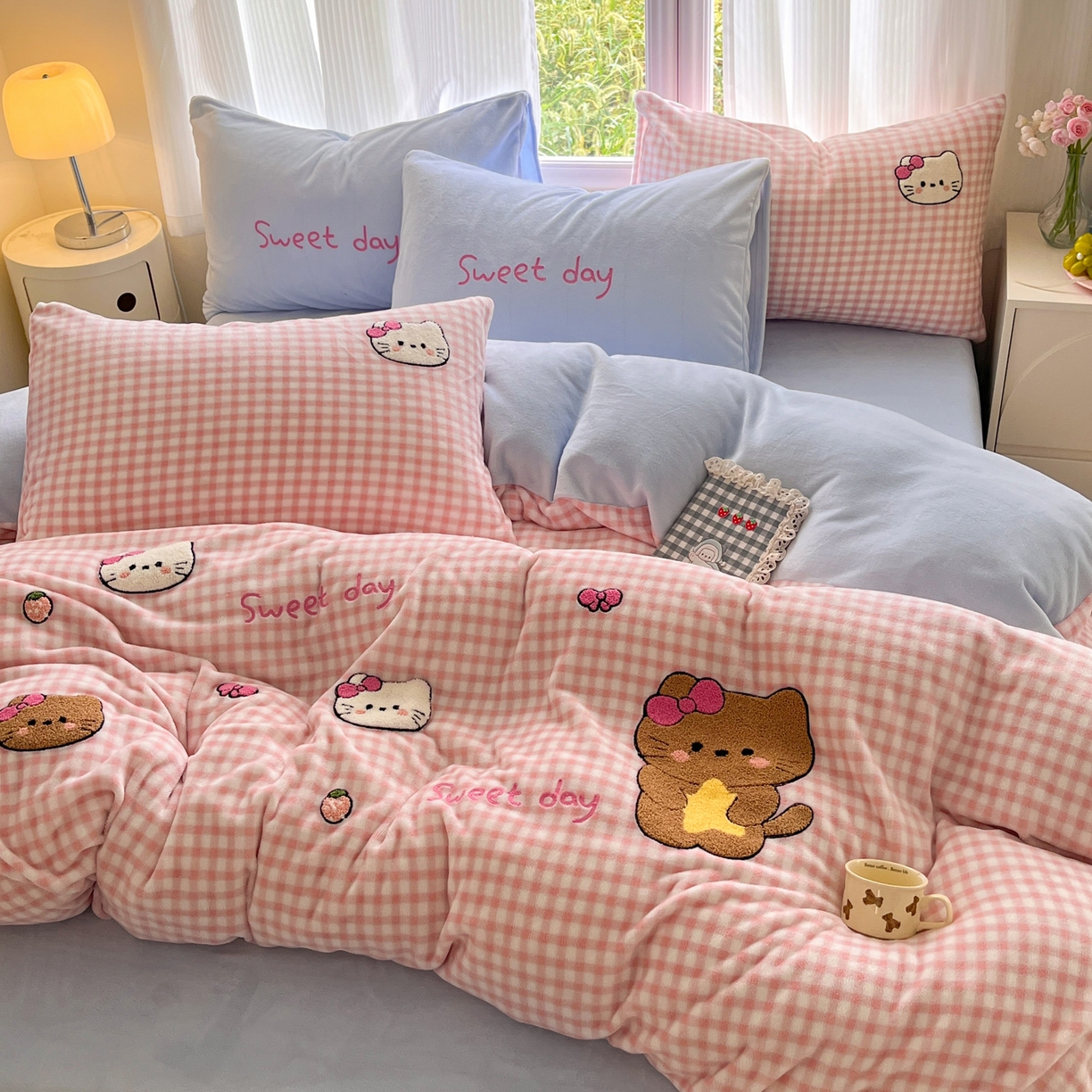 91家纺网 家纺一手货源 找家纺 （总）如一 2025新款卡通毛巾绣系列牛奶绒四件套