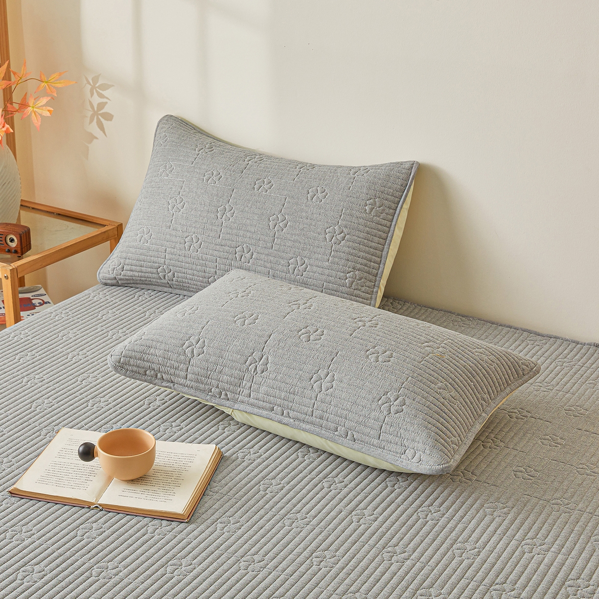 91家纺网 家纺一手货源 找家纺 伊人坊 2025新款全棉水洗棉六面全包床笠床垫保护套拉链床笠 小幸运-星灰