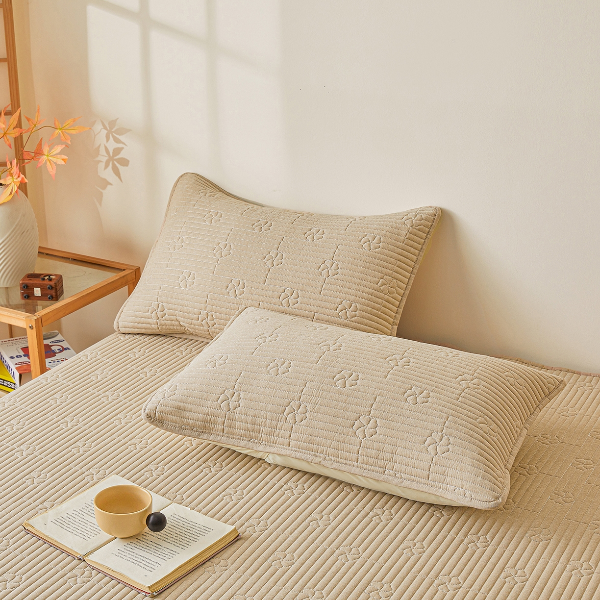 91家纺网 家纺一手货源 找家纺 伊人坊 2025新款全棉水洗棉六面全包床笠床垫保护套拉链床笠 小幸运-卡其