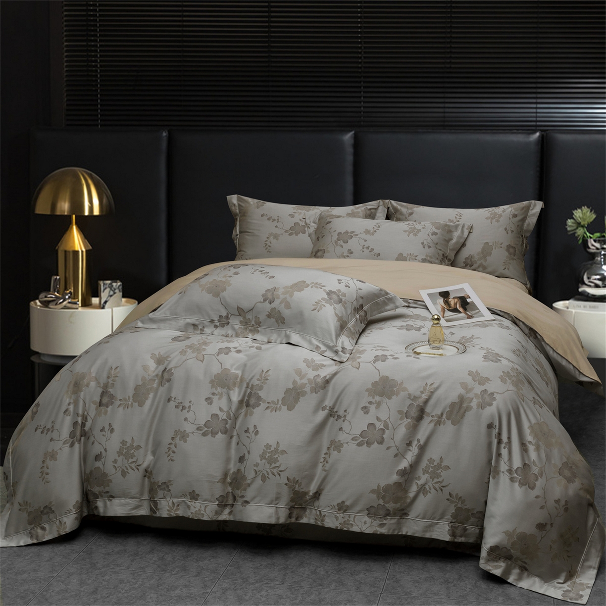 91家纺网 家纺一手货源 找家纺 OL家纺 2025新款天丝棉色织大提花四件套系列 绯色时空-棕