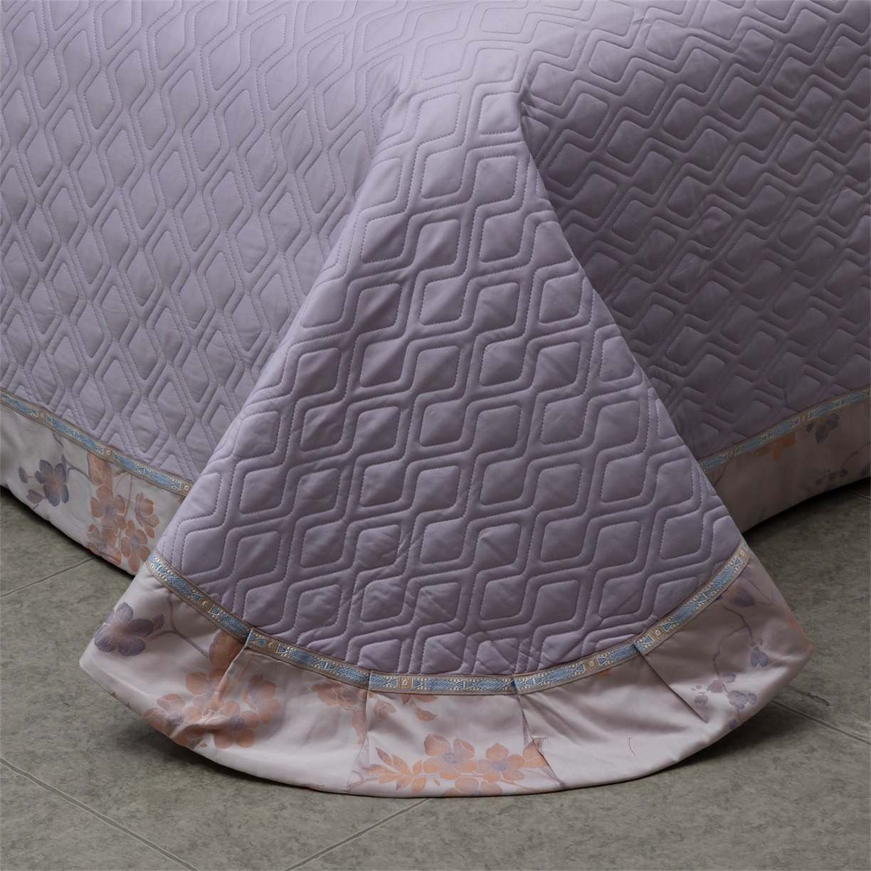 91家纺网 家纺一手货源 找家纺 OL家纺 2025新款天丝棉色织大提花四件套系列 绯色时空-紫