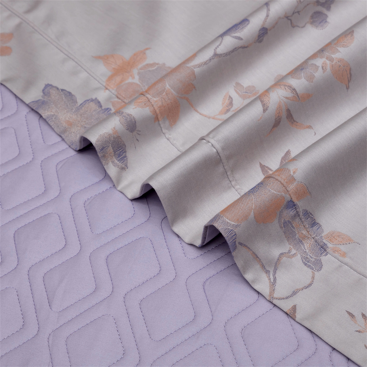 91家纺网 家纺一手货源 找家纺 OL家纺 2025新款天丝棉色织大提花四件套系列 绯色时空-紫