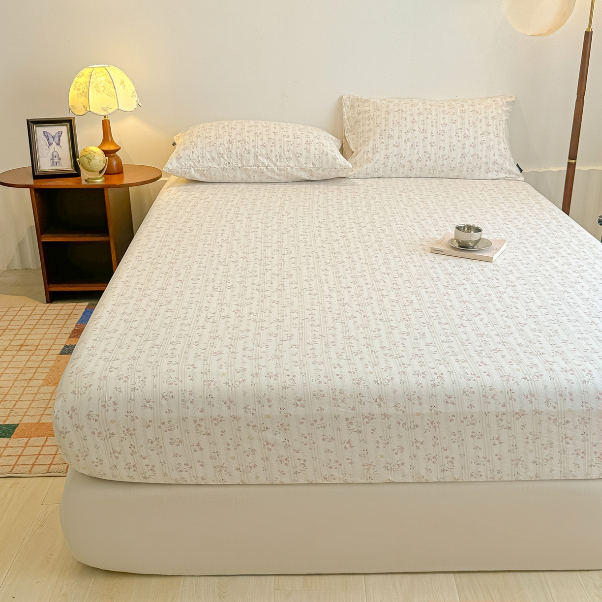 多乐家纺 2025新款韩系花卉加厚舒柔棉印花单床笠 床笠三件套 秘境