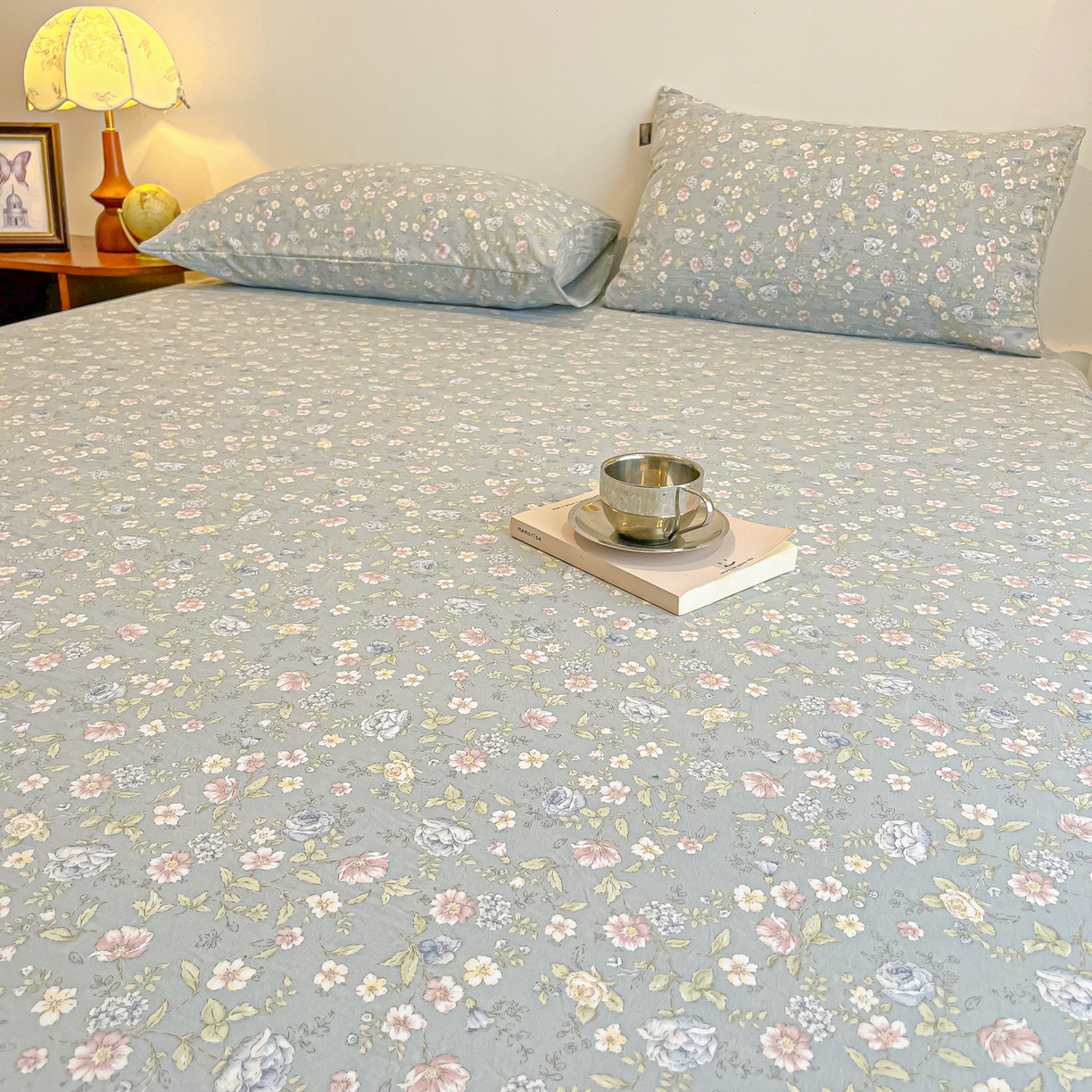 91家纺网 家纺一手货源 找家纺 多乐家纺 2025新款韩系花卉加厚舒柔棉印花单床笠 床笠三件套 繁花