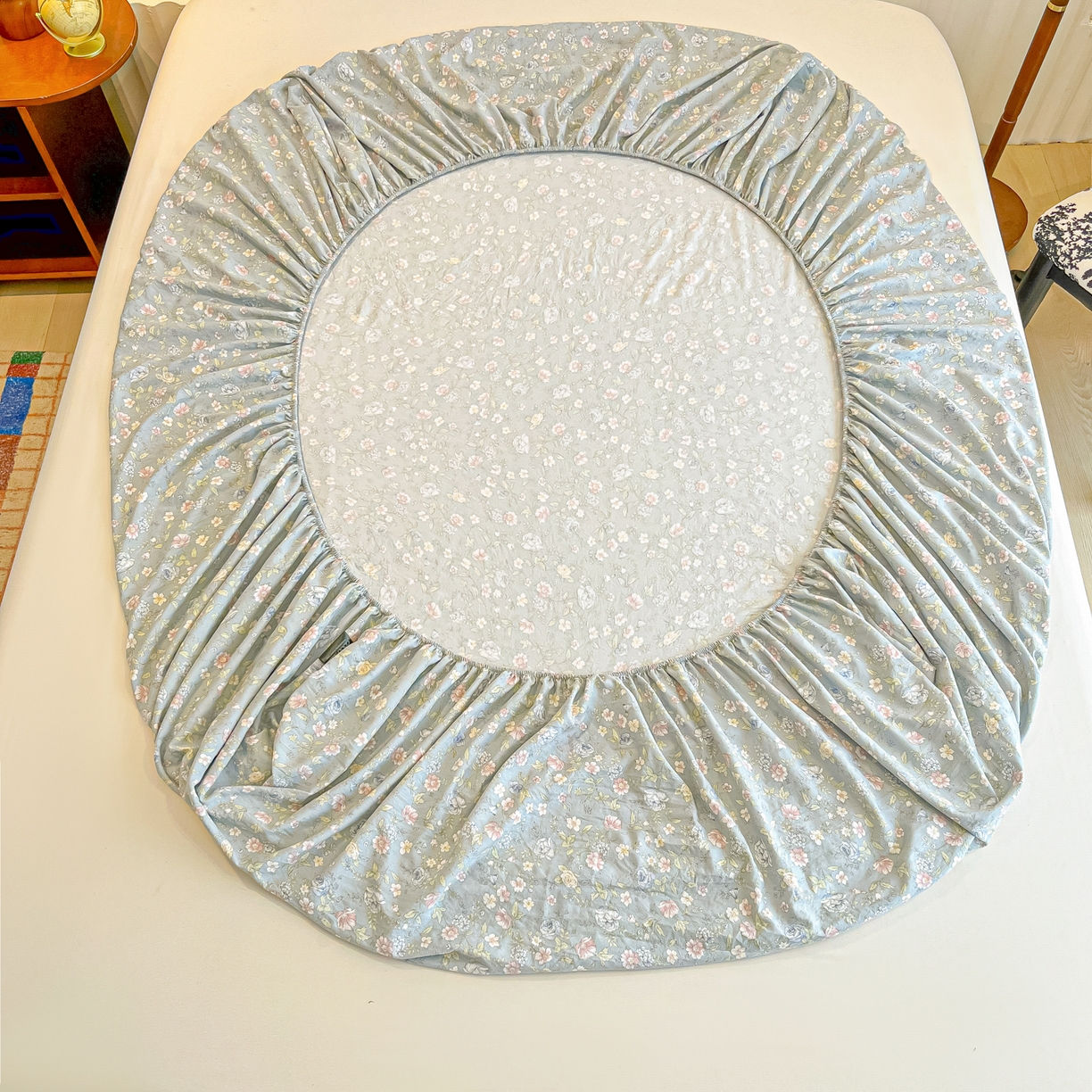 91家纺网 家纺一手货源 找家纺 多乐家纺 2025新款韩系花卉加厚舒柔棉印花单床笠 床笠三件套 繁花