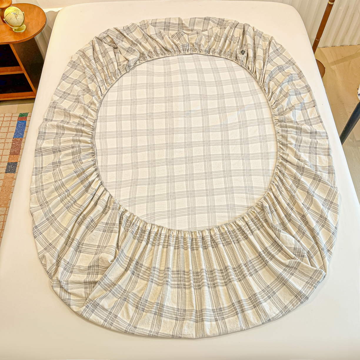 91家纺网 家纺一手货源 找家纺 多乐家纺 2025新款韩系花卉加厚舒柔棉印花单床笠 床笠三件套 山野灰