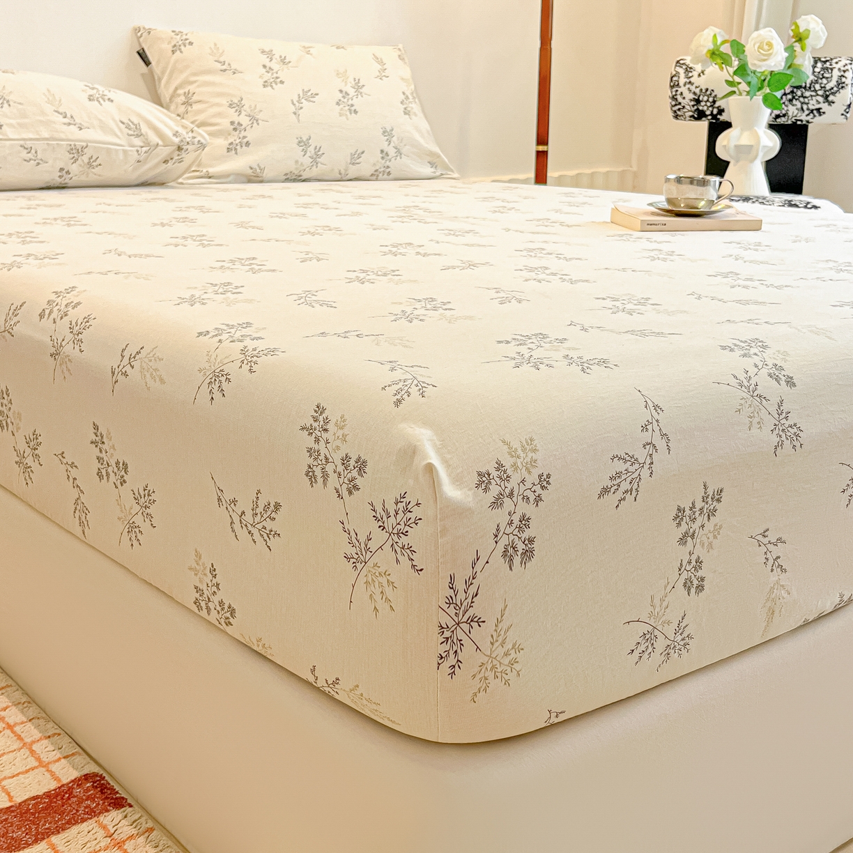 91家纺网 家纺一手货源 找家纺 多乐家纺 2025新款韩系花卉加厚舒柔棉印花单床笠 床笠三件套 南城旧事