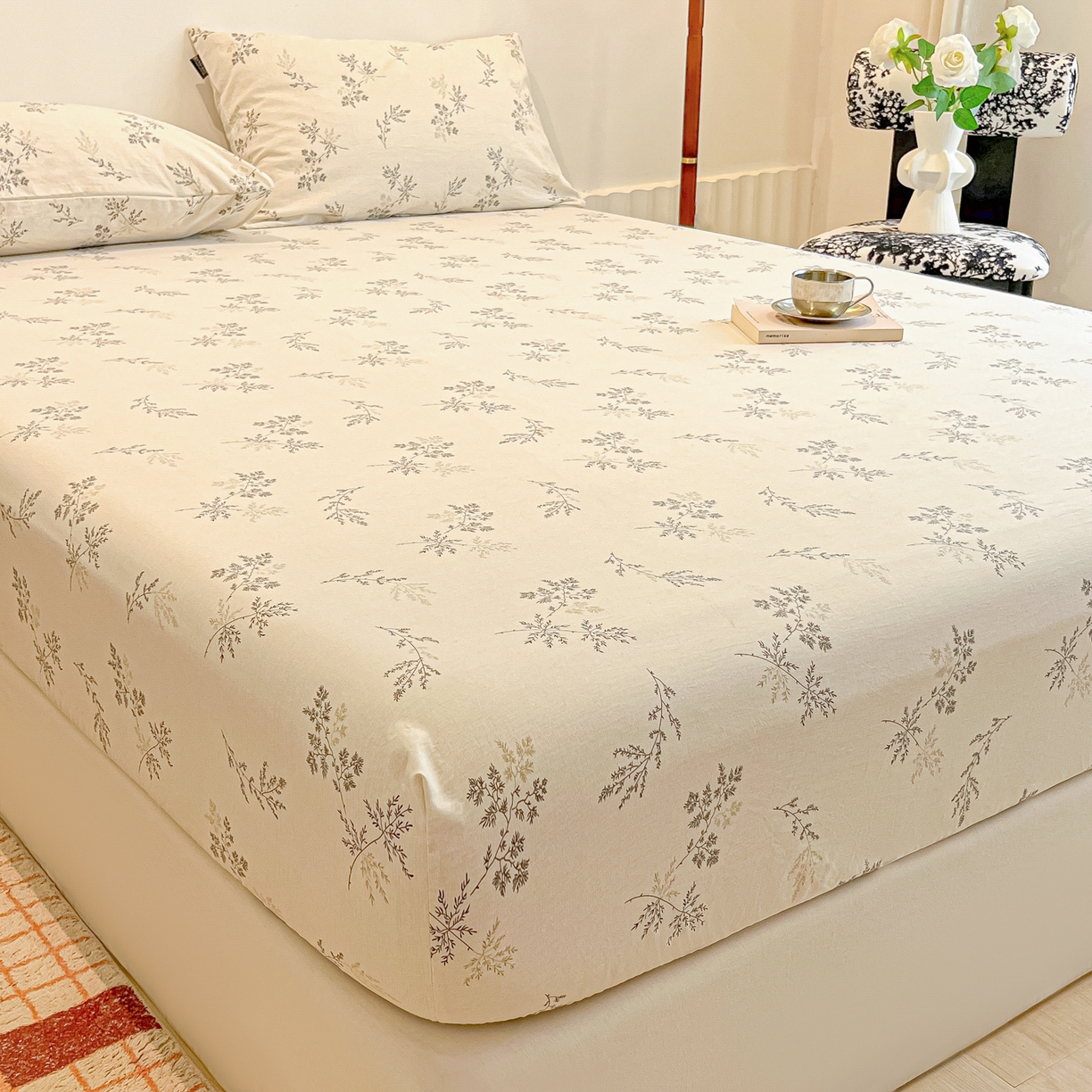 91家纺网 家纺一手货源 找家纺 多乐家纺 2025新款韩系花卉加厚舒柔棉印花单床笠 床笠三件套 南城旧事