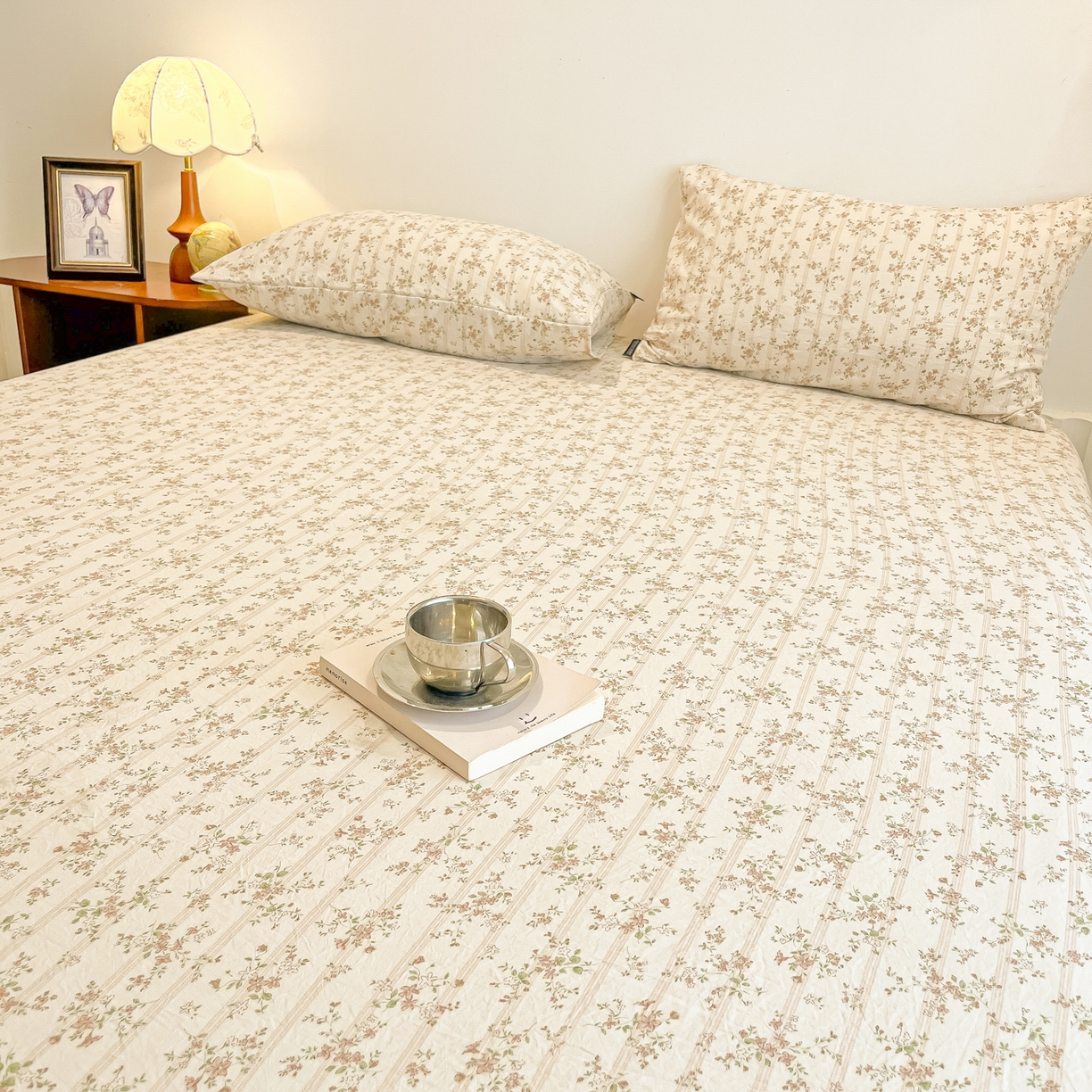 91家纺网 家纺一手货源 找家纺 多乐家纺 2025新款韩系花卉加厚舒柔棉印花单床笠 床笠三件套 春日