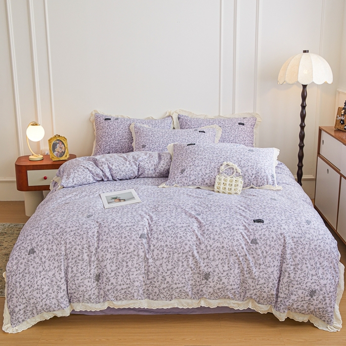 可思家纺 2025新款法式古法水洗棉印花四件套 年素