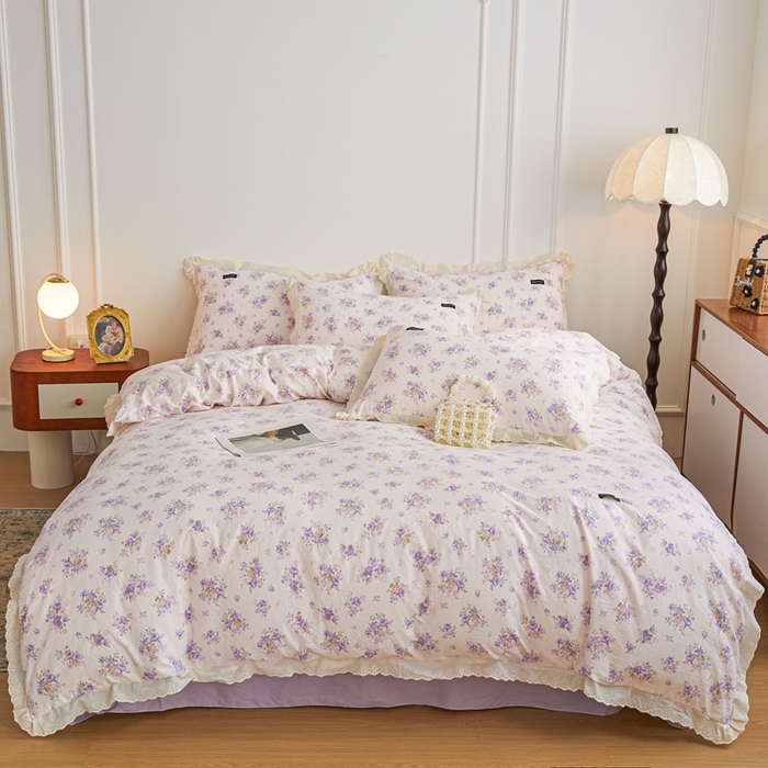 可思家纺 2025新款法式古法水洗棉印花四件套 云涧