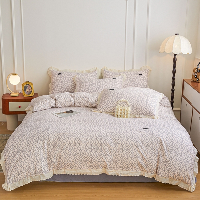 91家纺网 家纺一手货源 找家纺 （总）可思家纺 2025新款法式古法水洗棉印花四件套