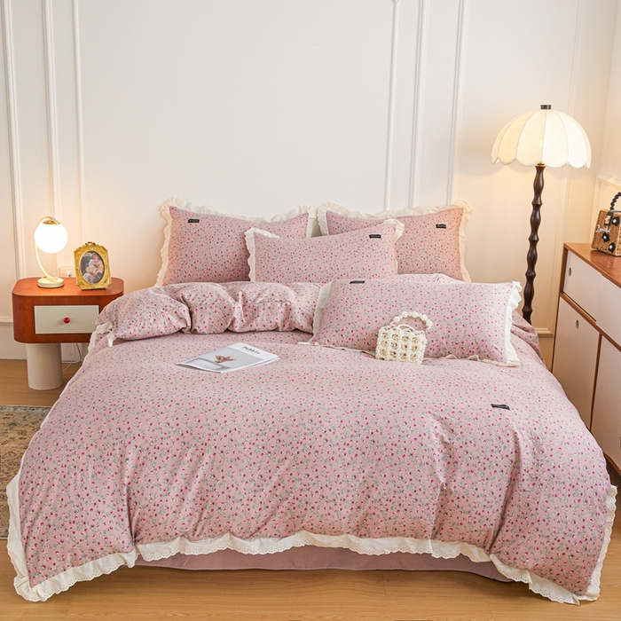 91家纺网 家纺一手货源 找家纺 （总）可思家纺 2025新款法式古法水洗棉印花四件套