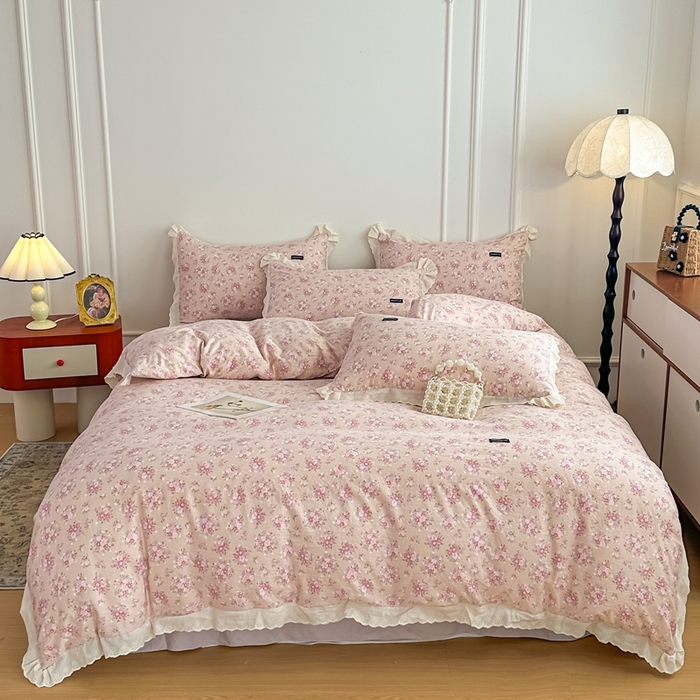 91家纺网 家纺一手货源 找家纺 （总）可思家纺 2025新款法式古法水洗棉印花四件套