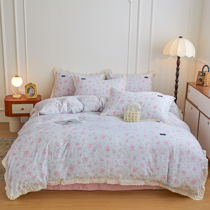 91家纺网 家纺一手货源 找家纺 （总）可思家纺 2025新款法式古法水洗棉印花四件套