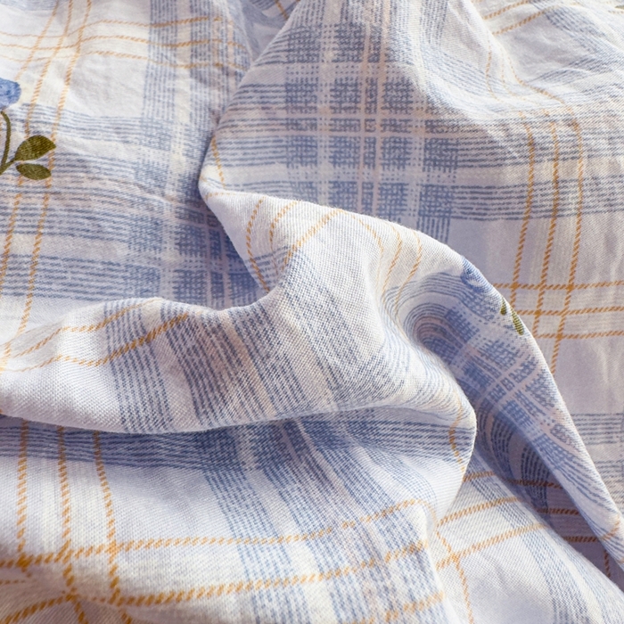 91家纺网 家纺一手货源 找家纺 可思家纺 2025新款法式古法水洗棉印花四件套 雾眠