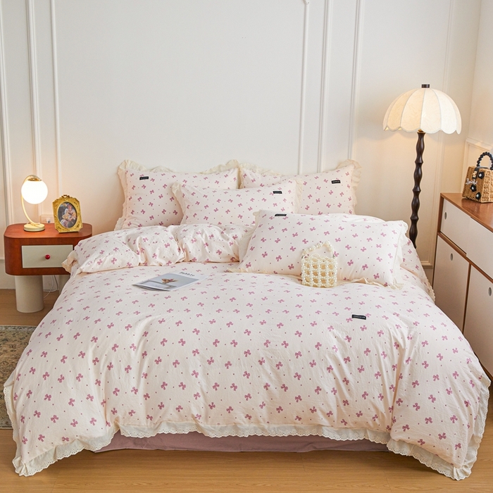 91家纺网 家纺一手货源 找家纺 （总）可思家纺 2025新款法式古法水洗棉印花四件套