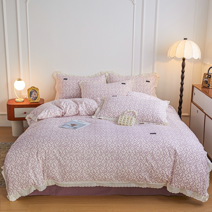 91家纺网 家纺一手货源 找家纺 （总）可思家纺 2025新款法式古法水洗棉印花四件套