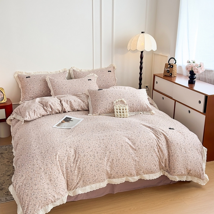 91家纺网 家纺一手货源 找家纺 可思家纺 2025新款法式古法水洗棉印花四件套 汀兰