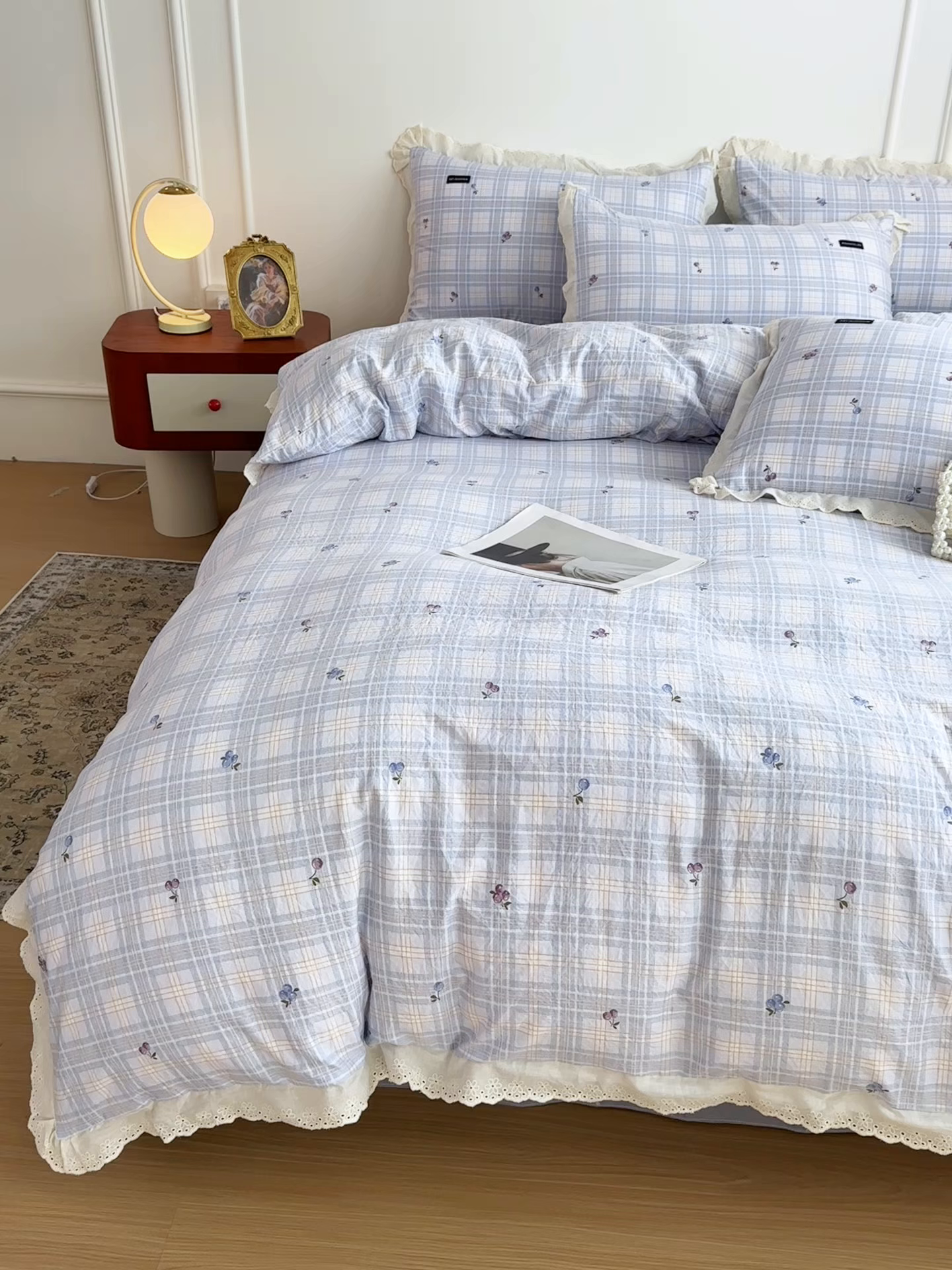 91家纺网 家纺一手货源 找家纺 可思家纺 2025新款法式古法水洗棉印花四件套 雾眠