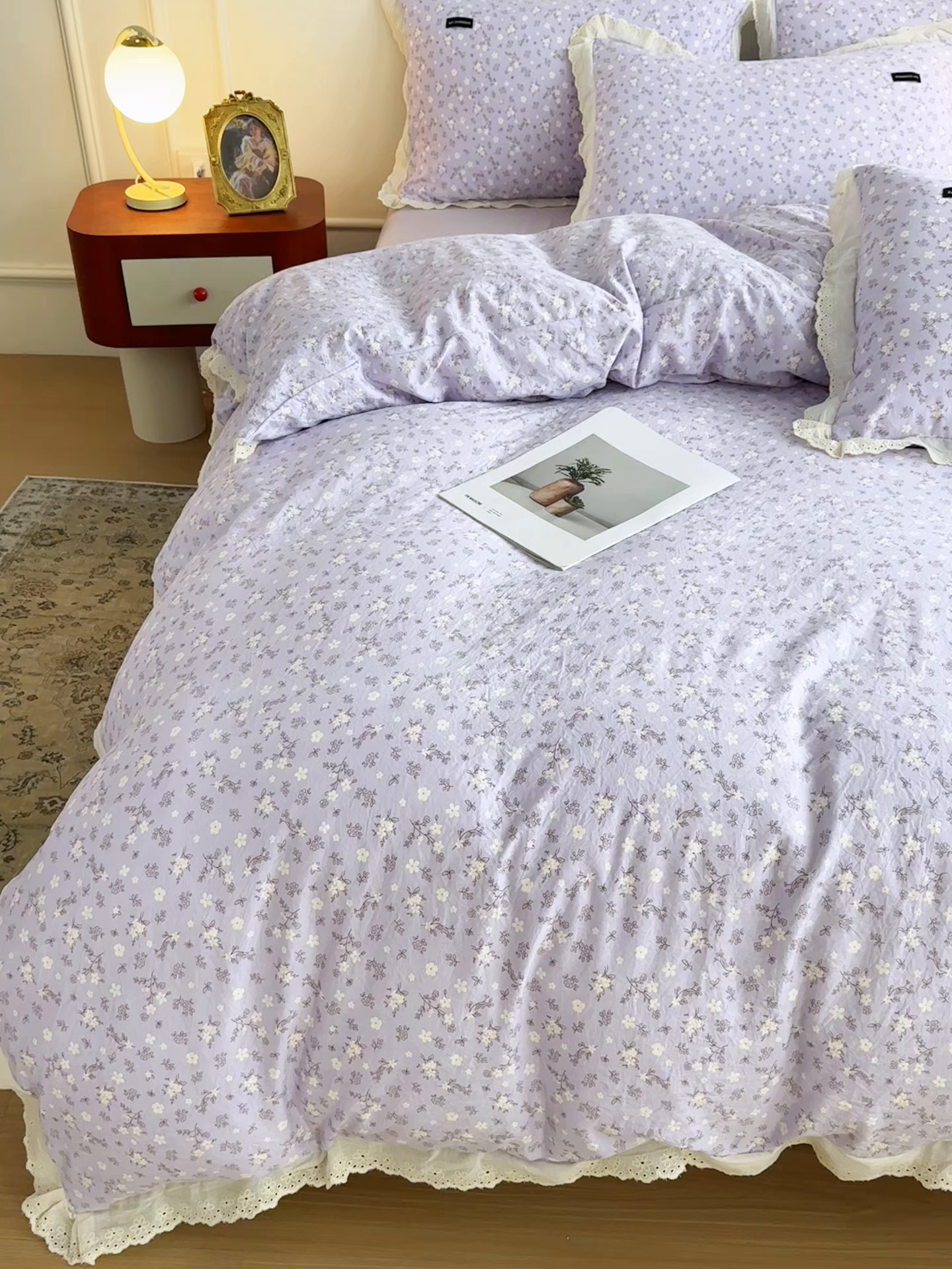 91家纺网 家纺一手货源 找家纺 可思家纺 2025新款法式古法水洗棉印花四件套 眠语