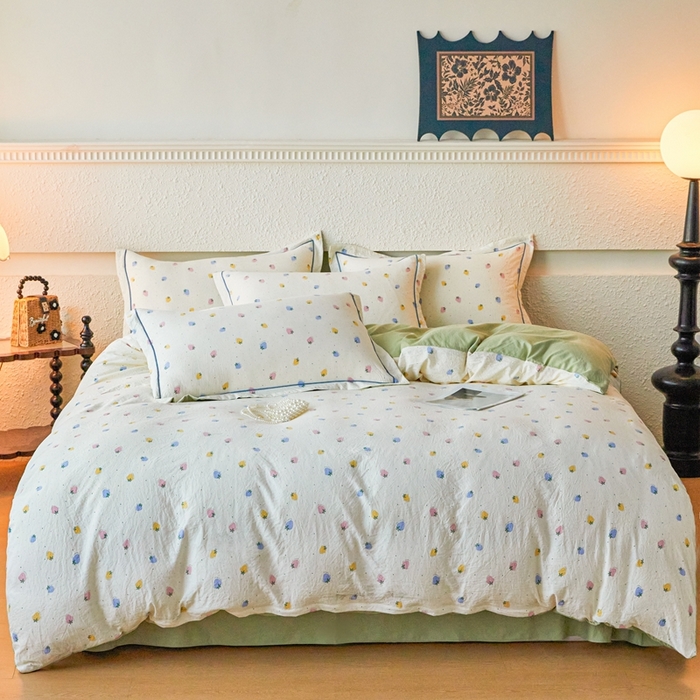 91家纺网 家纺一手货源 找家纺 （总）可思家纺 2025新款小布袋时尚印花水洗棉四件套