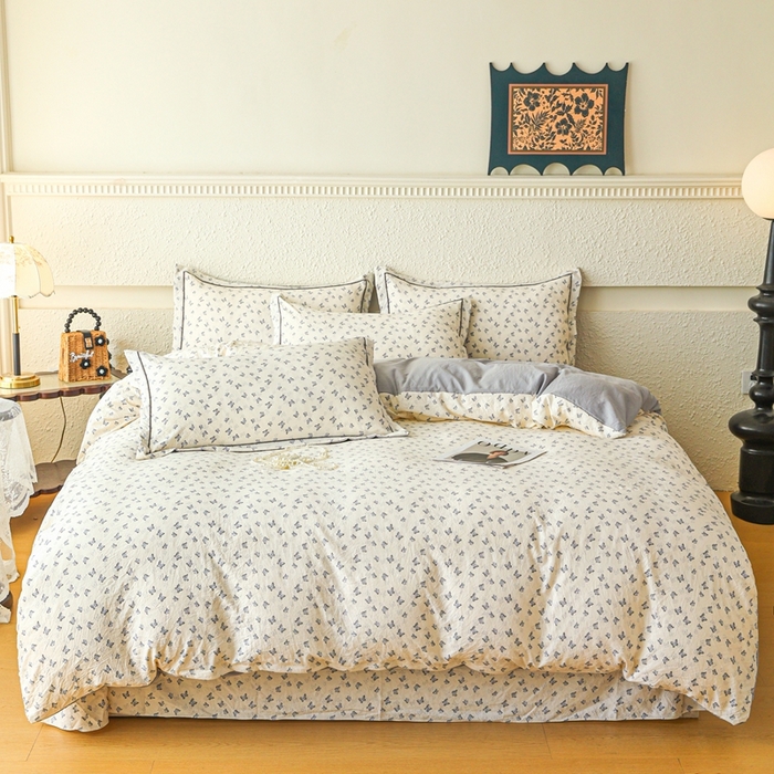 可思家纺 2025新款小布袋时尚印花水洗棉四件套 汀月眠