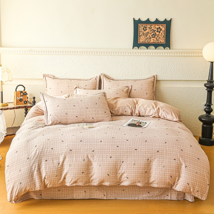 可思家纺 2025新款小布袋时尚印花水洗棉四件套 雾棉纪